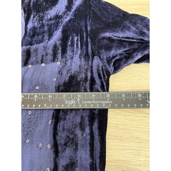 Lolette Jacket Dress Set Sz M Navy Mandarin Collar Tunic Velvet Patchwork Artsy - Picture 12 of 14